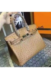 Hermes Birkin 30cm Autruche Ostrich Bag Handstitched Silver Hardware, Parchemin 3C RS16772