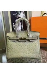 Hermes Birkin 30cm Autruche Ostrich Bag Palladium Hardware Handstitched, Vert Foret CC64 RS14679