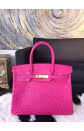 Hermes Birkin 30cm Ostrich Gold Hardware Hand Stitched, Fuchsia 5J RS10835