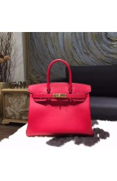Hermes Birkin 30cm Tedelakt Calfskin Leather Bag Handstitched Gold Hardware, Ruby B5 RS05792