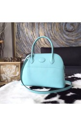 Hermes Bolide 27cm Epsom Calfskin Leather Bag Palladium Hardware Handstitched, Blue Atoll 3P RS17820