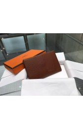 Hermes Calvi Card Holder Case Handstitched Taurillon Clemence Calfskin, Marron Fonce RS06625