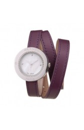 HERMES CLASSIC MOP DIAL PURPLE ELONGATED LEATHER STRAP RS23245