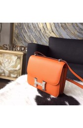 Hermes Constance 19cm Epsom Calfskin Original Leather Handstitched Palladium Hardware, Orange CK93 RS03422