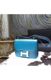 Hermes Constance 23cm Epsom Calfskin Handstitched Palladium Hardware, Blue Izmir 7W RS10860