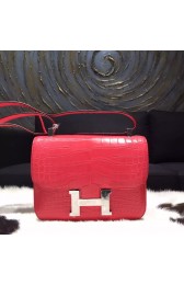 Hermes Constance 23cm Matte Alligator Crocodile Original Leather Fully Handstitched Palladium Hardware, Bougainvillier A5 RS13383