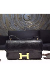 Hermes Constance Elan 30cm Lizard Skin Original Leather Handstitched Gold Hardware, Noir Black RS18308