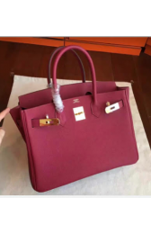 Hermes Birkin 25cm Leather Bag Handstitched Gold Hardware, Rouge Casaque Q5/Blue Thalassa 7A Interior RS19257