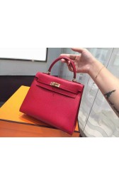 Hermes Kelly 25cm Epsom Calfskin Original Leather Bag Hand Stitched Gold Hardware, Rouge Casaque Q5 RS00083