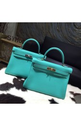 Hermes Kelly 28cm/32cm Togo Calfskin Original Leather Bag Handstitched Gold Hardware, Lagon 7V RS14756