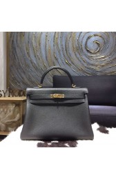 Hermes Kelly 28cm/32cm Togo Calfskin Original Leather Bag Handstitched Gold Hardware, Noir Black RS10639