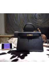 Hermes Kelly 28cm Epsom Calfskin Sellier Rigide Bag Handstitched Gold Hardware, Noir Black RS04346