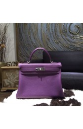 Hermes Kelly 28cm Taurillon Clemence Calfskin Bag Handstitched Palladium Hardware, Ultraviolet 5L RS03250