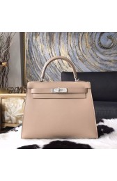 Hermes Kelly 28cm Tedelakt Box Calfskin Bag Palladium Hardware Handstitched, Argile 1F RS18325