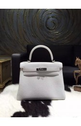 Hermes Kelly 28cm Togo Calfskin Bag Handstitched Palladium Hardware, Blanc/White RS20389