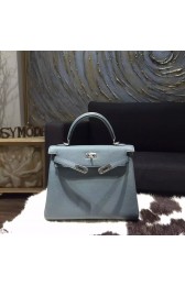 Hermes Kelly 28cm Togo Calfskin Bag Handstitched Palladium Hardware, Blue Orage N7 RS04159