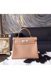 Hermes Kelly 28cm Togo Calfskin Bag Handstitched Palladium Hardware, Tabac Camel CK24 RS06912