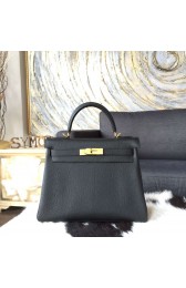 Hermes Kelly 28cm Togo Calfskin Original Leather Bag Handstitched Gold Hardware, Noir RS15809