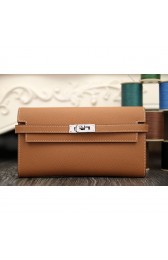 Hermes Kelly Longue Wallet In Brown Epsom Leather RS07014