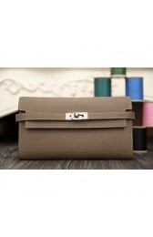 Hermes Kelly Longue Wallet In Etoupe Clemence Leather RS21572