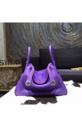 Hermes Lindy 26cm/30cm Taurillon Clemence Bag Hand Stitched Palladium Hardware, Purple Iris 9K RS18411