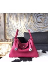 Hermes Lindy 26cm/30cm Taurillon Clemence Bag Hand Stitched Palladium Hardware, Ruby CKB5 RS01931