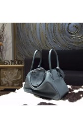 Hermes Lindy 26cm/30cm Taurillon Clemence Calfskin Bag Handstitched, Blue Orage Y7 RS21201