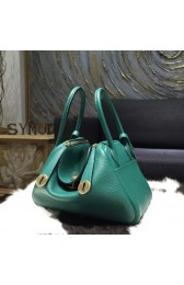Hermes Lindy 26cm/30cm Taurillon Clemence Calfskin Bag Handstitched, Malachite Z6 RS13051