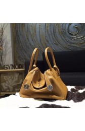 Hermes Lindy 26cm/30cm Taurillon Clemence Calfskin Bag Handstitched, Natural Sable CC21 RS20690