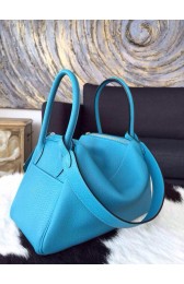 Hermes Lindy 30cm Taurillon Clemence Calfskin Leather Palladium Hardware Hand Stitched, Turquoise 7B RS07141