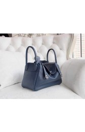Hermes Lindy 30cm Togo Palladium Hardware Hand Stitched, Bleu de Galice S7 RS00011