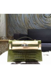 Hermes Mini Kelly Pochette 22cm Alligator Palladium Hardware, Vert Veronese 6H RS10470