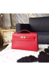 Hermes Mini Kelly Pochette 22cm Epsom Calfskin Leather Gold Hardware, Rouge Casaque Q5 RS17643
