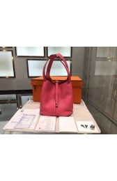 Hermes Picotin Lock 18cm Bag Taurillon Clemence Leather Palladium Hardware High Quality, Pink 5P RS09506