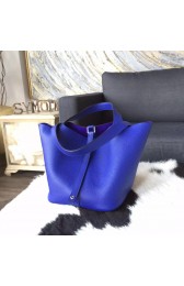 Hermes Picotin Lock Bag 18cm/22cm Taurillon Clemence Palladium Hardware Hand Stitched, Blue Electric 7T RS05215