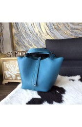 Hermes Picotin Lock Bag 18cm/22cm Taurillon Clemence Palladium Hardware Hand Stitched, Blue Jean CK75 RS15342