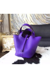 Hermes Picotin Lock Bag 18cm/22cm Taurillon Clemence Palladium Hardware Hand Stitched, Iris 9K RS09244