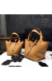 Hermes Picotin Lock Bag 18cm/22cm Taurillon Clemence Palladium Hardware Hand Stitched, Kraft CK2H RS18698