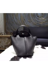 Hermes Picotin Lock Bag 18cm/22cm Taurillon Clemence Palladium Hardware Hand Stitched, Noir Black RS07145