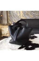 Hermes Picotin Lock Bag 18cm/22cm Taurillon Clemence Palladium Hardware Hand Stitched, Noir CK89 RS07824
