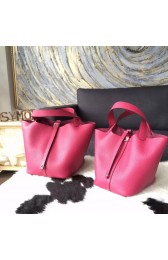 Hermes Picotin Lock Bag 18cm/22cm Taurillon Clemence Palladium Hardware Hand Stitched, Ruby B5 RS04773