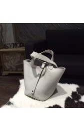 Hermes Picotin Lock Bag 18cm/22cm Taurillon Clemence Palladium Hardware Handstitched, Pearl Grey CK80 RS15616