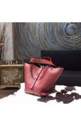 Hermes Picotin Lock Bag 18cm/22cm Taurillon Clemence Palladium Hardware Handstitched, Rouge H CK55 RS07787