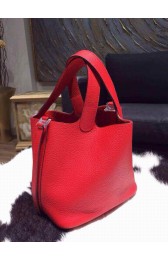 Hermes Picotin Lock Bag 22cm Taurillon Clemence Palladium Hardware Hand Stitched, Rouge Casaque Q5 RS10173