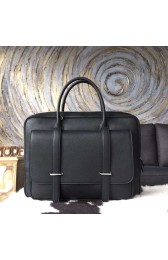 Hermes Steve 38cm Clemence Calfskin Original Leather Bag Handstitched Palladium Hardware, Noir Black RS13882