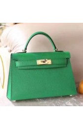Hermes Bamboo Epsom Kelly Mini II 20cm Handmade Bags RS23457
