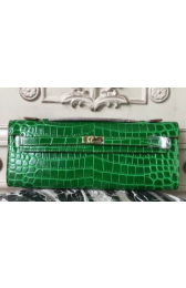 Hermes Kelly Wallet Handstitched, Fuschia Green 5J RS075721