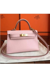 Hermes Rose Dragee Swift Kelly Mini II 20cm Handmade Bags RS23480