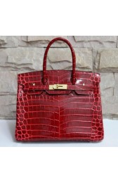 Hermes Shiny Alligator Crocodile Birkin 30cm Gold Hardware Handstitched, Bougainvillier A5 RS170061