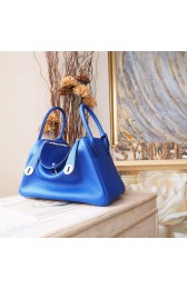High Quality Hermes Lindy 26/30cm Taurillon Clemence Calfskin Bag Handstitched, Blue Electric 7T RS10778